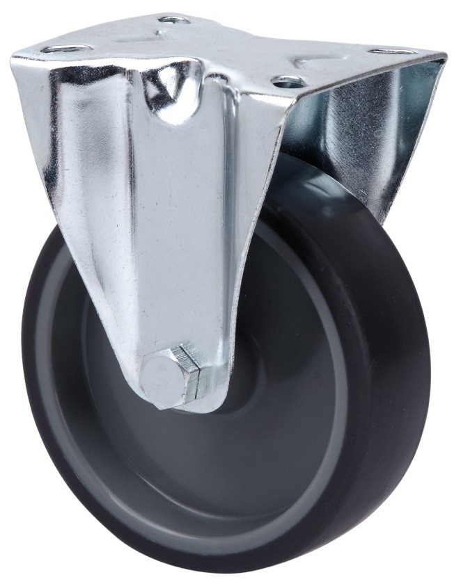 ALEX - RUEDA FIJA 124.1-200-2 POLIAMIX-GOMA GRIS EJE LISO