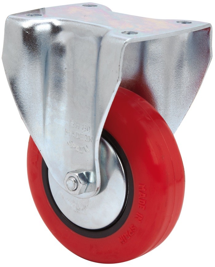 ALEX - RUEDA FIJA 17BH100CP-PPI POLIAMIX-POLIUR.ROJO EJE LISO