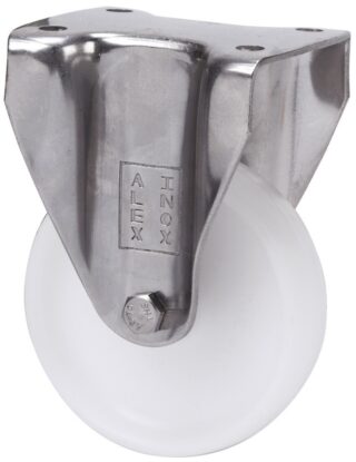 ALEX - RUEDA FIJA INOX.17BHI60-BP PLASTICO BLANCO EJE LISO
