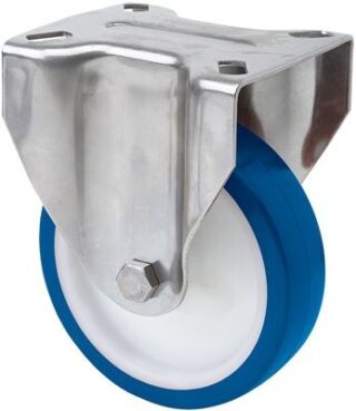 ALEX - RUEDA FIJA INOX.17ZVLI125-POAR POLIAMIX BLANCO-POLIUR.AZUL EJE RODILLOS