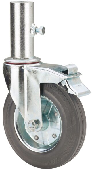 ALEX - RUEDA GIRATORIA.ANDAMIO FRENO 200-200-9 METALICO-GOMA NEGRA EJE RODILLOS