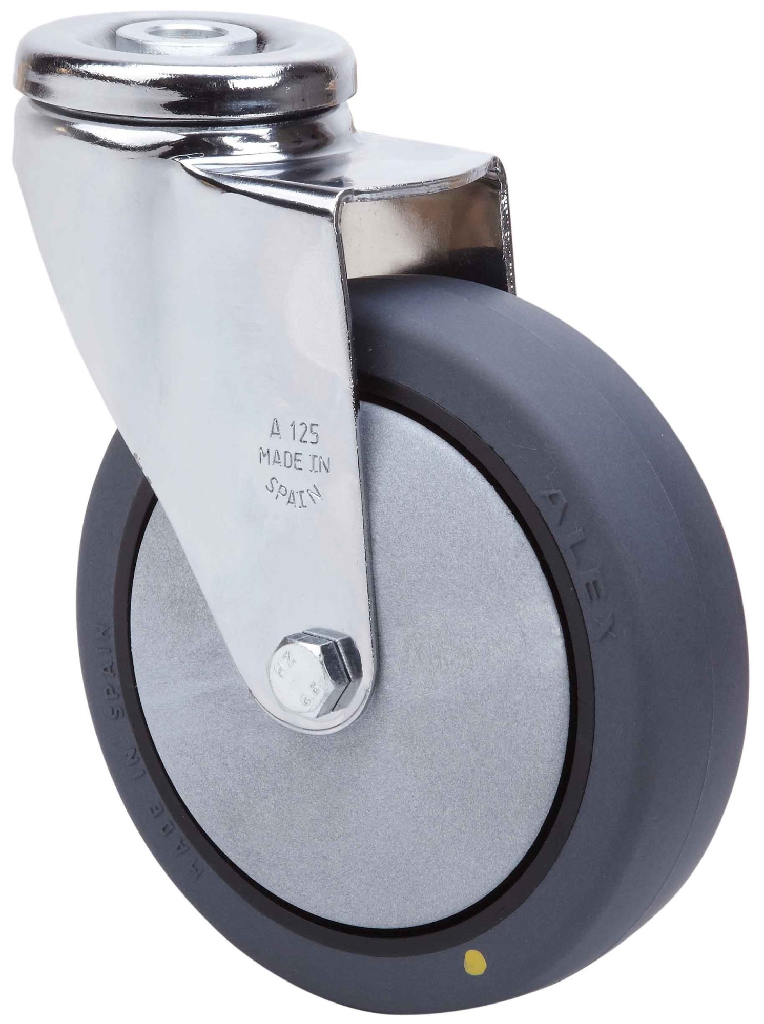 ALEX - RUEDA GIRATORIA.AGUJERO M12 20A125CP-PGCSB POLIUR.GRIS CONDUCT.EJE BOLAS