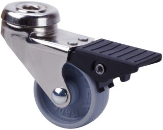 ALEX - RUEDA GIRATORIA.AGUJERO M10 FRENO NIQUEL.21BDRFN60-BP PLASTICO GRIS EJE LISO