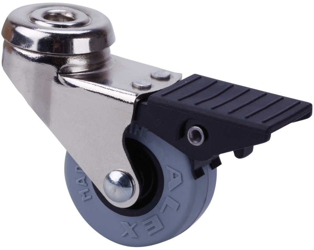 ALEX - RUEDA GIRATORIA.AGUJERO M10 FRENO NIQ.21BDRFN50CP-PGI POLIAMIX-GOMA GRIS LISO
