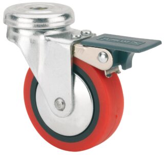 ALEX - RUEDA GIRATORIA.AGUJERO M10 FRENO 21BSRFN60CP-PPI POLIAMIX-POLIUR.ROJO LISO