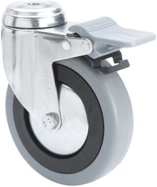 ALEX - RUEDA GIRATORIA.AGUJERO M10 FRENO 20BHAFD125CP-PGAN POLIAMIX-GOMA GRIS LISO