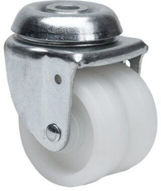 ALEX - RUEDA GIRATORIA.AGUJERO M10 20IR50-I PLASTICO BLANCO(DOBLE) EJE LISO