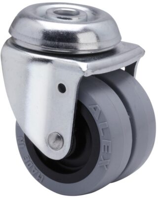 ALEX - RUEDA GIRATORIA.AGUJERO M10 20IR50-PGI POLIAMIX-GOMA GRIS (DOBLE) EJE LISO