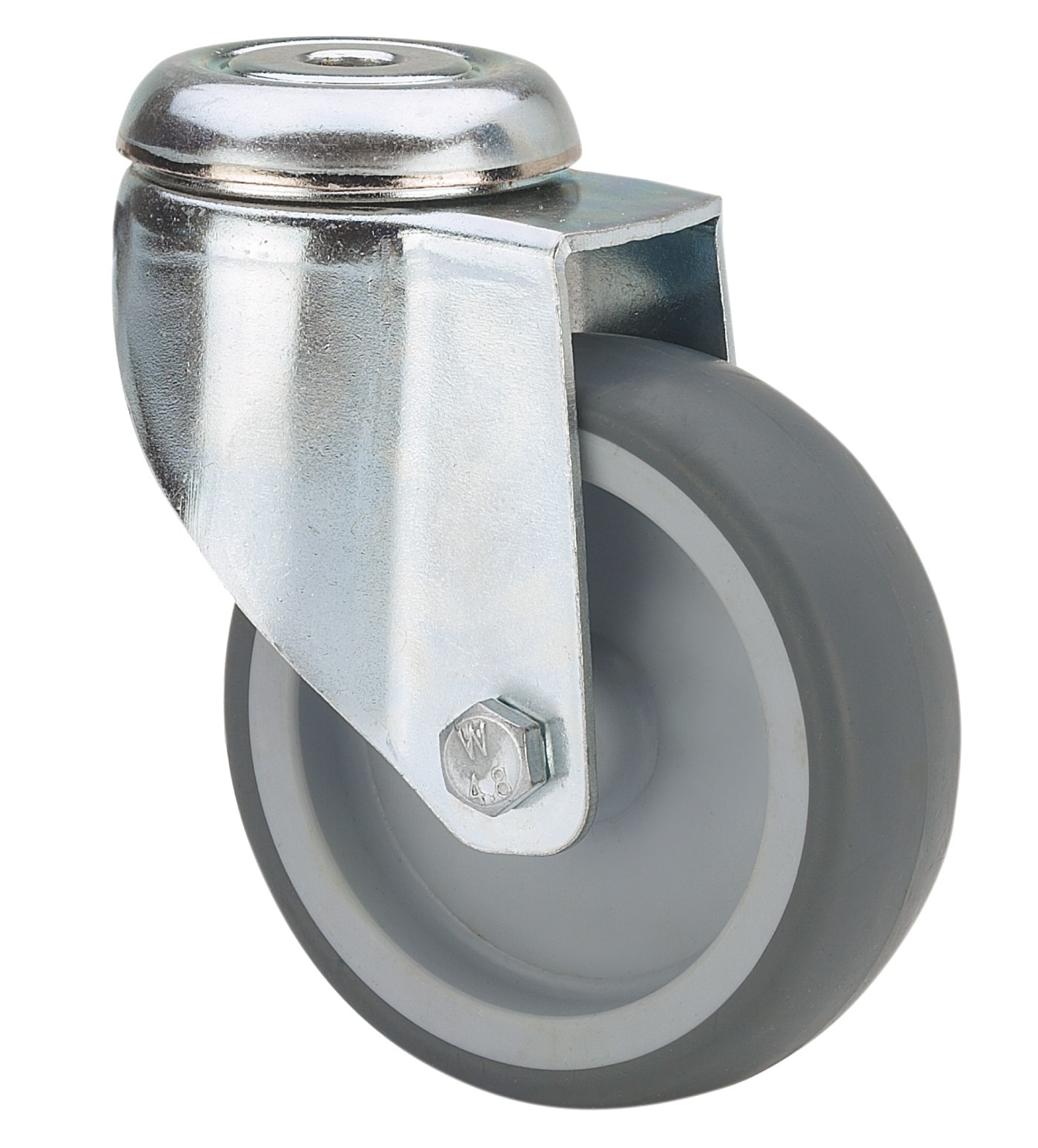 ALEX - RUEDA GIRATORIA.AGUJERO M12 301-150-4 POLIAMIX-GOMA GRIS EJE LISO