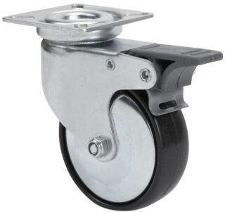 ALEX - RUEDA GIRATORIA.PLACA FRENO 400-100-3 CP POLIAMIDA NEGRA EJE LISO