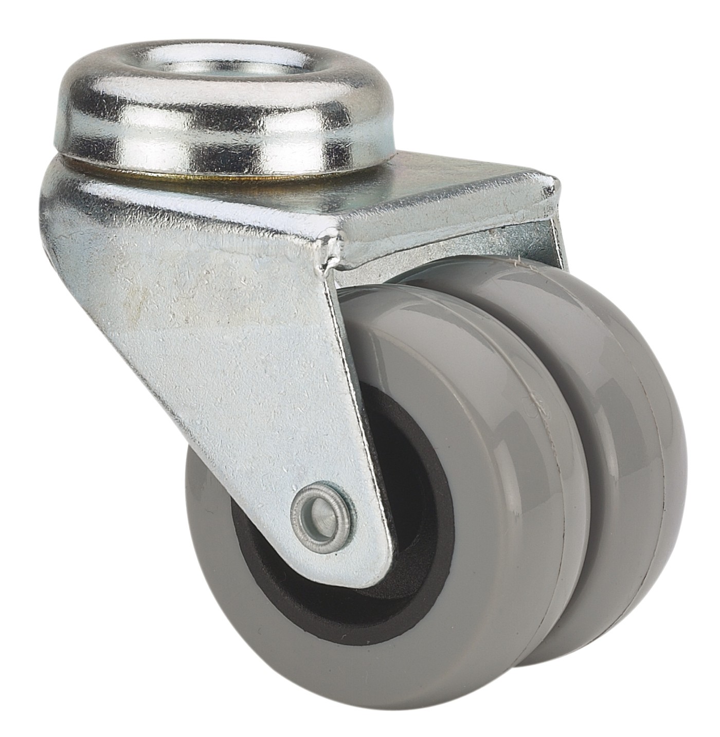 ALEX - RUEDA GIRATORIA.AGUJERO M10 411-050-4 POLIAMIDA GRIS (DOBLE) EJE LISO