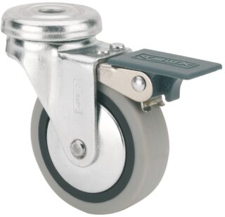 ALEX - RUEDA GIRATORIA.AGUJERO M10 FRENO 601-060-5 POLIAMIX-GOMA GRIS EJE LISO