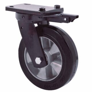 ALEX - RUEDA GIRATORIA.PLACA MEC.DIR.10HLBMD250H-DEB ALUM.-GOMA NEGRA ELASTICA BOLAS