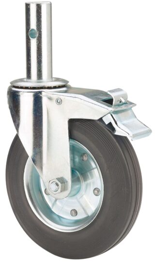 ALEX - RUEDA GIRATORIA.ANDAMIO FRENO 200-200-8 METALICO-GOMA NEGRA EJE RODILLOS