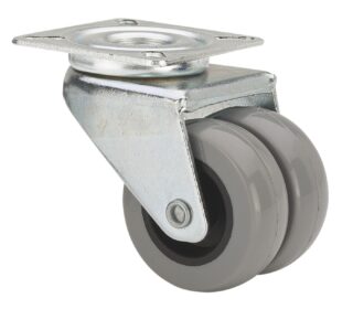 ALEX - RUEDA GIRATORIA.PLACA 410-050-1 POLIAMIX-GOMA GRIS (DOBLE) EJE LISO