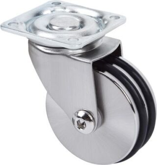 ALEX - RUEDA GIRATORIA.PLACA 10ALU100 ALUMINIO NIQUELADO-POLIURETANO EJE LISO