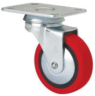 ALEX - RUEDA GIRATORIA.PLACA 10BSR30-PPI POLIAMIX-POLIUR.ROJO EJE LISO