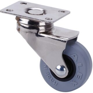 ALEX - RUEDA GIRATORIA.PLACA NIQUEL.10BDR60CP-PGI POLIAMIX-GOMA GRIS EJE LISO