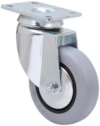 ALEX - RUEDA GIRATORIA.PLACA 10BH80CP-PGI POLIAMIX-GOMA GRIS EJE LISO