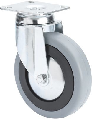 ALEX - RUEDA GIRATORIA.PLACA 10BHA125CP-PGAN POLIAMIX-GOMA GRIS EJE LISO