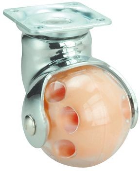 ALEX - RUEDA GIRATORIA.PLACA CROMADA PULIDA 10BLC50 POLIPROPILENO NARANJA EJE LISO