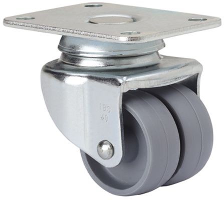 ALEX - RUEDA GIRATORIA.PLACA 10IBS40-BP PLASTICO GRIS (DOBLE) EJE LISO