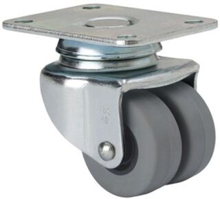 ALEX - RUEDA GIRATORIA.PLACA 10IBSR40-PGI POLIAMIX-GOMA GRIS (DOBLE) EJE LISO