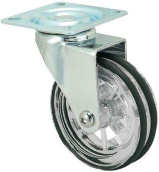 ALEX - RUEDA GIRATORIA.PLACA PULIDA 10RD75 ACRILICO TRANSP.-POLIUR.NEGRO EJE LISO