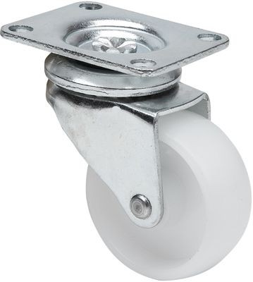 ALEX - RUEDA GIRATORIA.PLACA 10ZR60-BP PLASTICO BLANCO EJE LISO