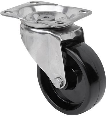 ALEX - RUEDA GIRATORIA.PLACA INOX.10ZVLI80-TT RESINA NEGRA EJE LISO