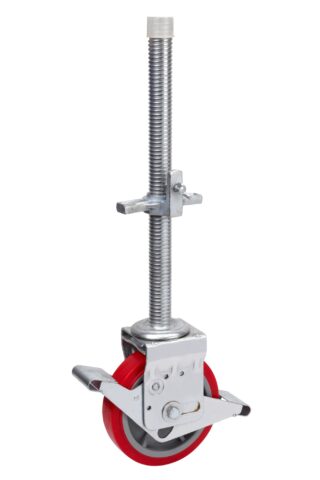 ALEX - RUEDA GIRATORIA.ESP.ROSC.M40x500 FR.50TCFD200-PO NYLON BLANCO-POLIUR.ROJO LISO