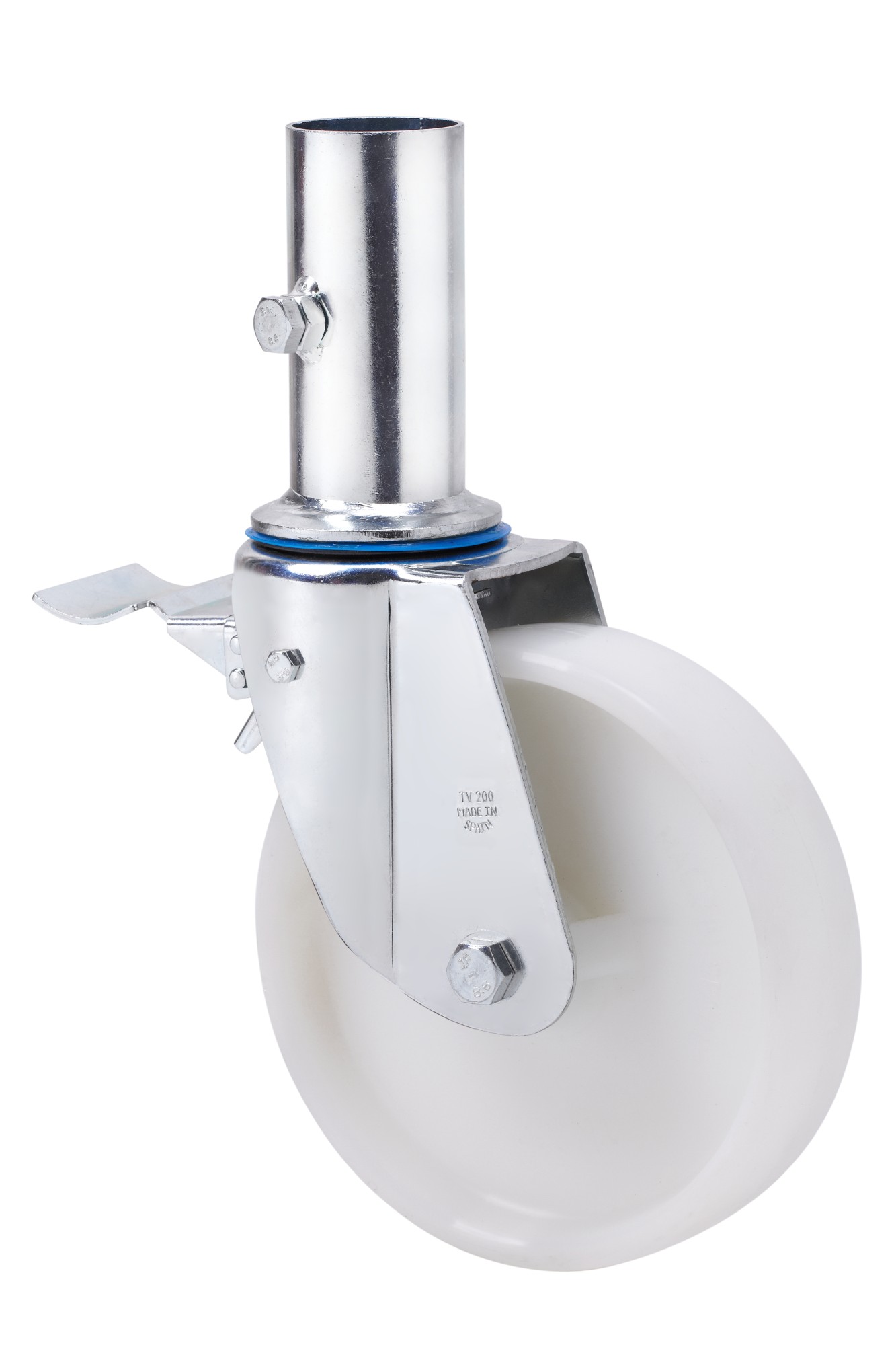 ALEX - RUEDA GIRATORIA.ANDAMIO FRENO 12TVAFD200-TN NYLON BLANCO EJE LISO