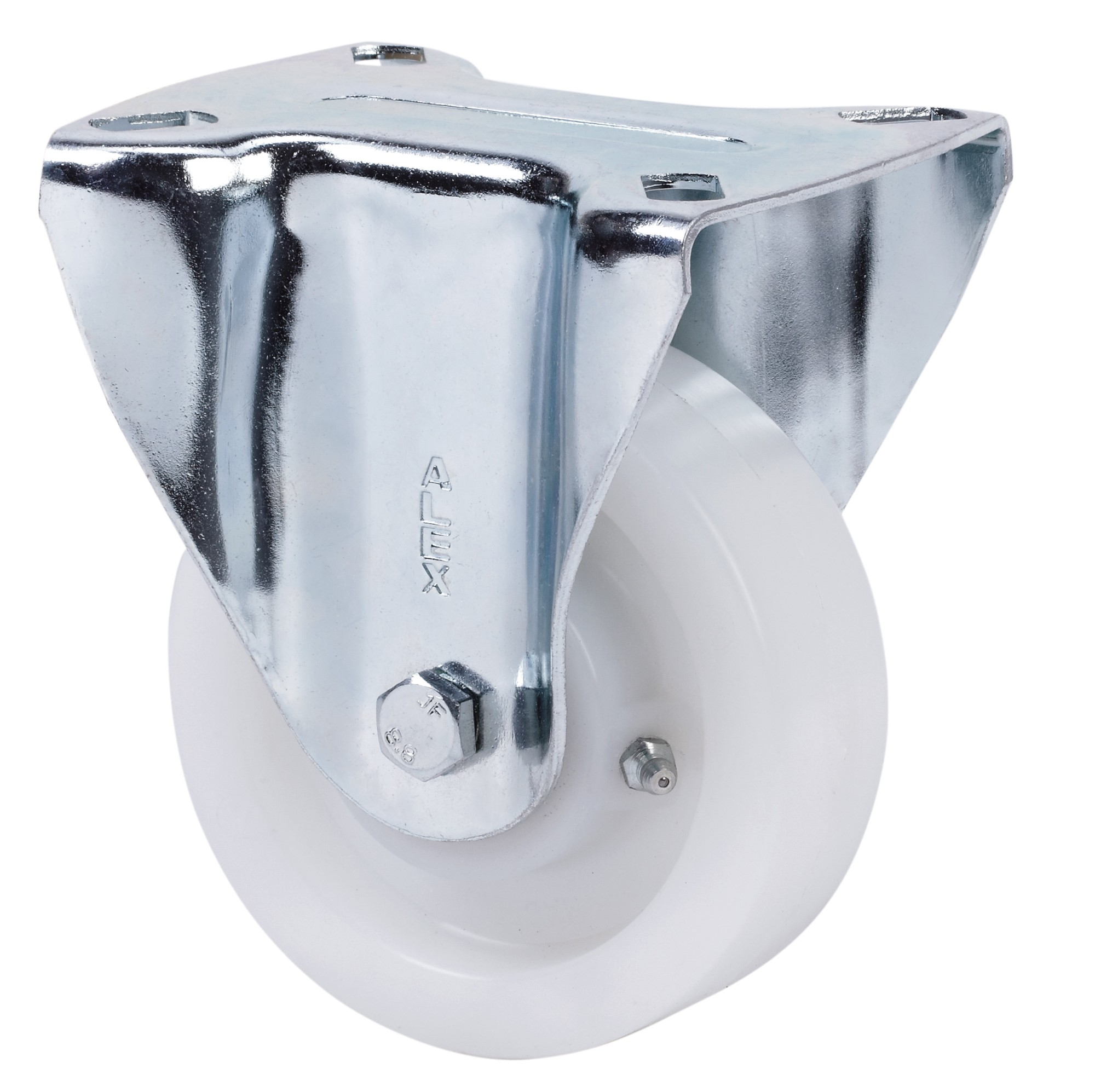 ALEX - RUEDA FIJA 17TV125-FT NYLON BLANCO EXTRAFUERTE EJE LISO