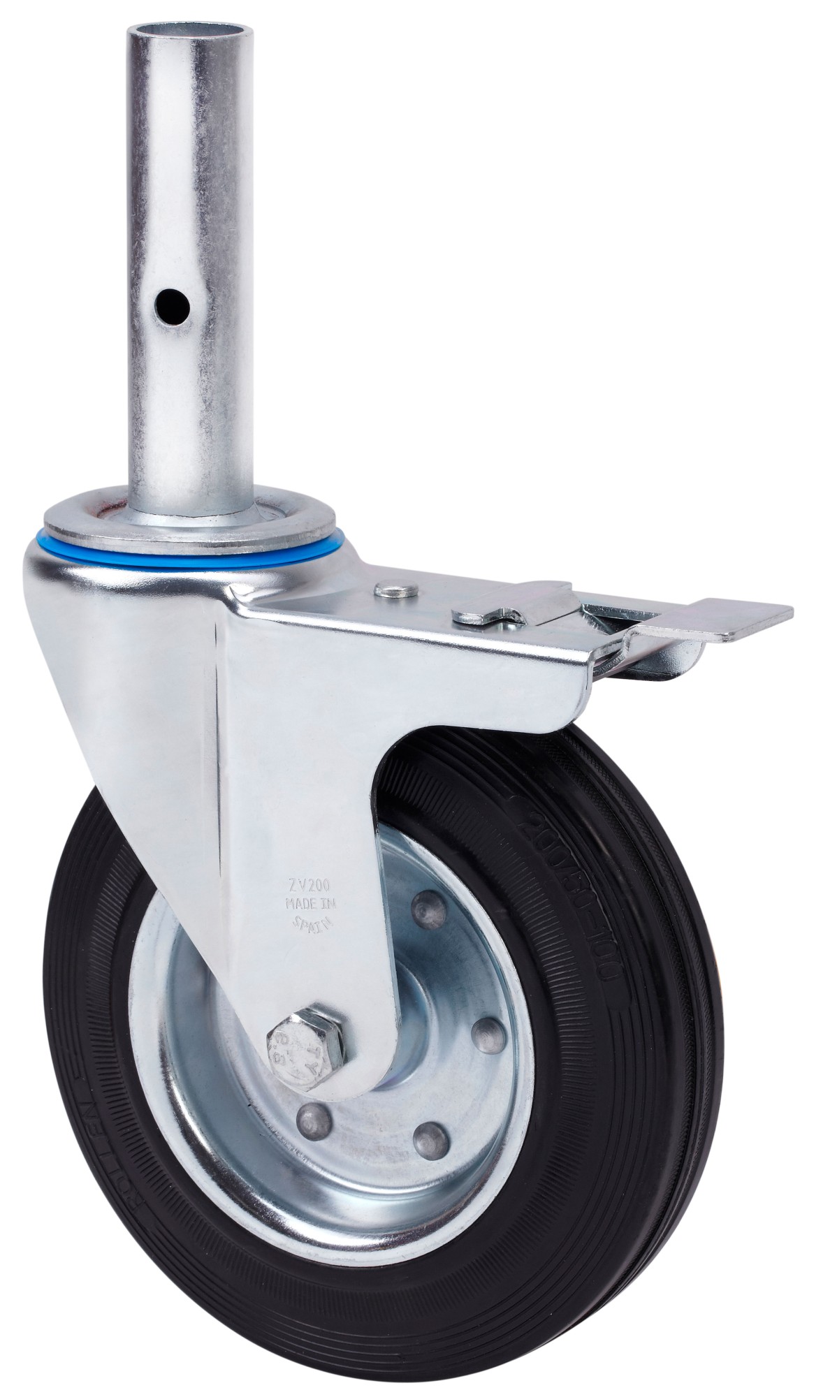 ALEX - RUEDA GIRATORIA.ANDAMIO FRENO 30ZVAFD200-BSR METALICO-GOMA NEGRA EJE RODILLOS