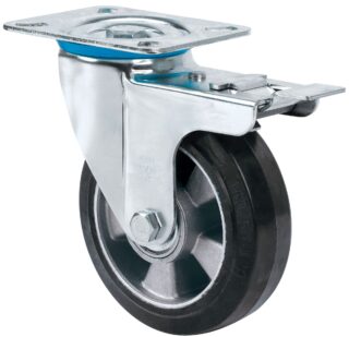 ALEX - RUEDA GIRATORIA.PLACA FRENO 10ZVFD200-DEB ALUMINIO-GOMA NEGRA ELASTICA BOLAS