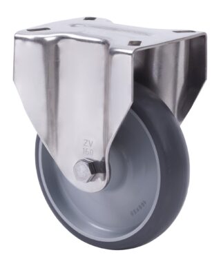 ALEX - RUEDA FIJA INOX.17ZVLI125-PGZN POLIAMIX-GOMA GRIS INYECT.EJE LISO