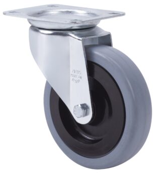 ALEX - RUEDA GIRATORIA.PLACA 10ZVL100CP-PGASB POLIAMIX-GOMA GRIS EJE BOLAS