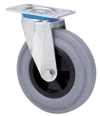 ALEX - RUEDA GIRATORIA.PLACA 10ZV200CP-PSB POLIAMIX-GOMA GRIS EJE BOLAS