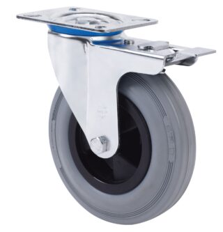 ALEX - RUEDA GIRATORIA.PLACA FRENO 10ZVFD200CP-PSB POLIAMIX-GOMA GRIS EJE BOLAS