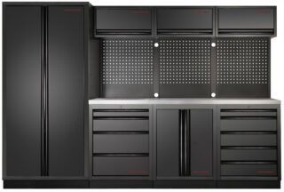 KRAFTWERK - MOBILIO BLK Mueble modular 4 elementos, 2 Puertas, Encimera Acero Inoxidable