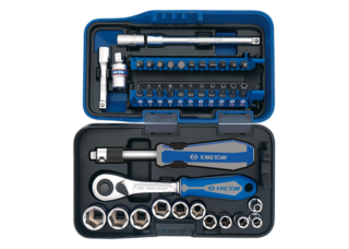 KING TONY - Caja de Vasos y Accesorios 1/4" - 39 piezas