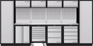 KRAFTWERK - MOBILIO Mueble modular 6 elementos, 2000x3920x488 Encimera Acero Inox.