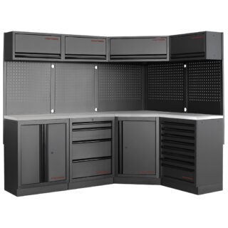 KRAFTWERK - MOBILIO BLK Mueble modular 4 elementos (1 esquina), Encimera Acero inoxidable