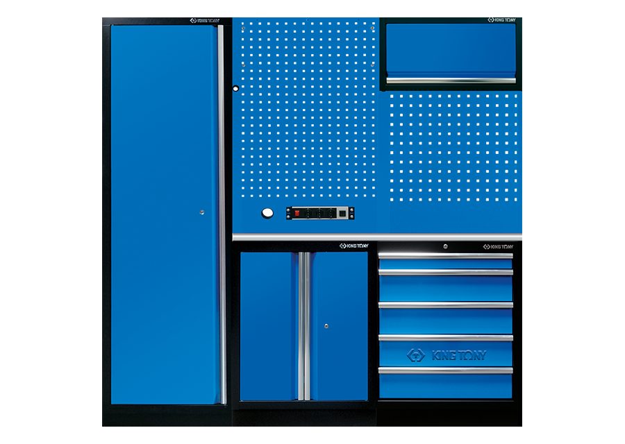 KING TONY - Medio mobiliario de taller opción izquierda azul "acero inoxidable"