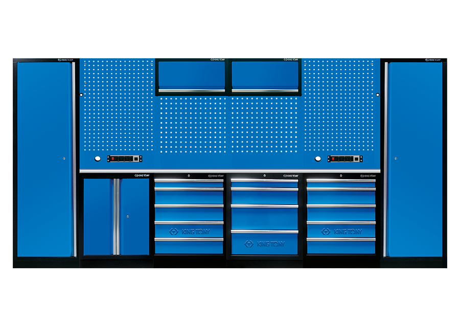 KING TONY - Mobiliario de taller completo color azul "acero inoxidable"
