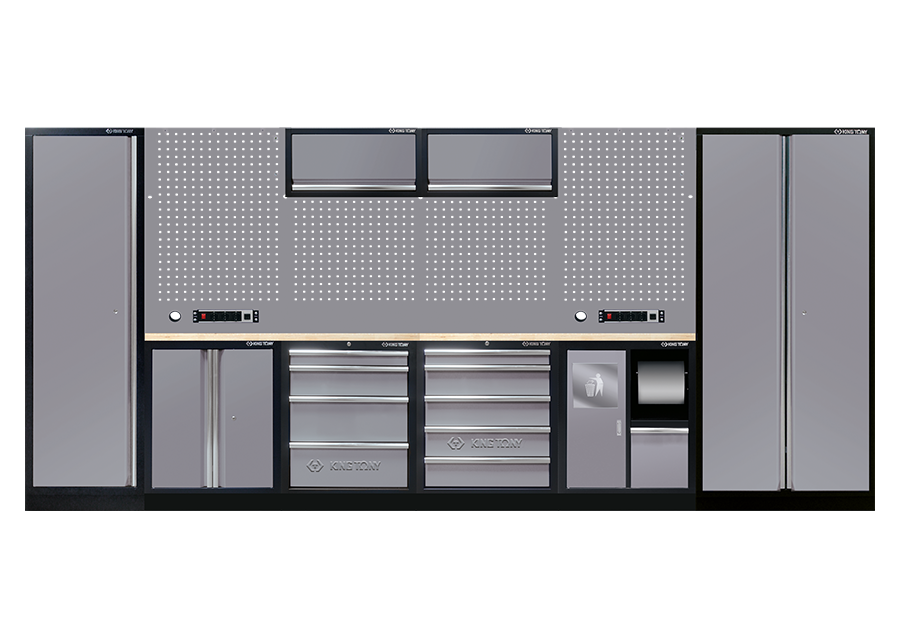 KING TONY - Mobiliario de taller 4 muebles y armarios - color gris