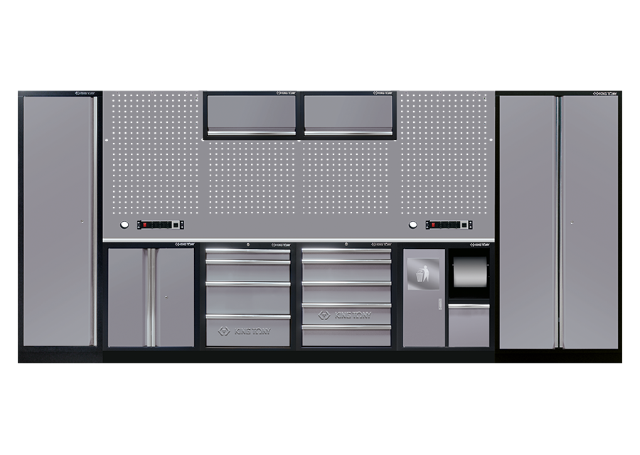 KING TONY - Mobiliario de taller 4 muebles y armarios - color gris "inoxidable"