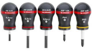 FACOM - FACOM Juego de 5 destornilladores pequeños- Hoja redonda