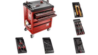 FACOM - FACOM CARRO ROLL M3 6 CAJONES ROJO CON 5 MODULOS Y 63 HERRAMIENTAS