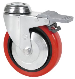 ALEX - RUEDA GIRATORIA.AGUJERO M10 FRENO 20BHAFD125CP-PPIA POLIAMIX-POLIUR.ROJO LISO